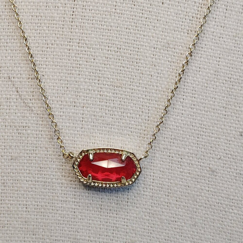 Kendra Scott Elisa Gold Pendant Necklace Red Illusion 14 Inch
